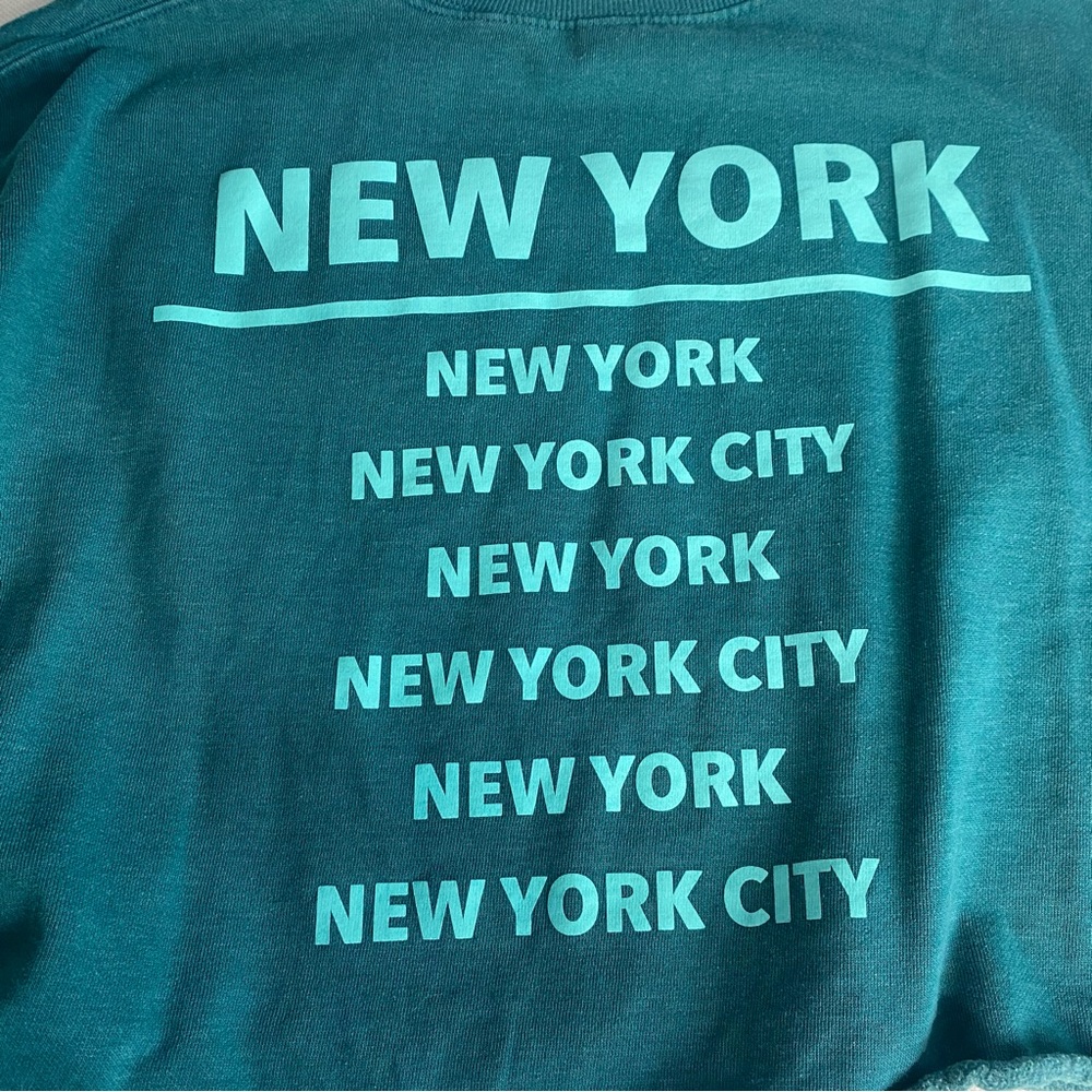 Wild Fable Green Women’s Cropped Sweatshirt Size Medium Teal New York - Picture 4 of 14
